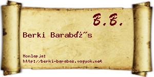 Berki Barabás névjegykártya